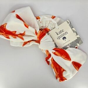 NWT Kate Quinn Large Bow Elastic Headband Orange Shark
